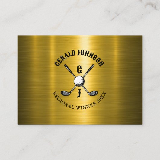 Carte De Visite Gold Elegant Custom Golf Monogramme Design (Devant)