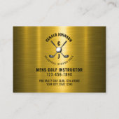 Carte De Visite Gold Elegant Custom Golf Monogramme Design (Dos)
