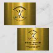 Carte De Visite Gold Elegant Custom Golf Monogramme Design (Devant / Derrière)