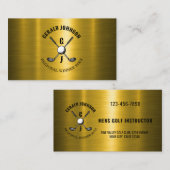 Carte De Visite Gold Elegant Custom Golf Monogramme Design (Devant / Derrière)