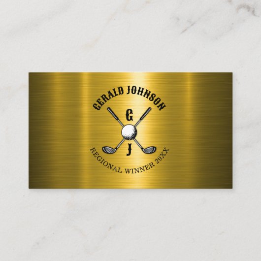 Carte De Visite Gold Elegant Custom Golf Monogramme Design (Devant)