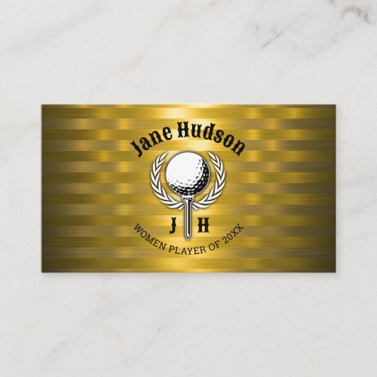 Carte De Visite Gold Elegant Dames Golf Monogramme Design (Devant)