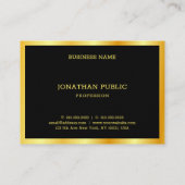 Carte De Visite Gold Elegant Luxury Personnalisé Modèle Moderne (Dos)