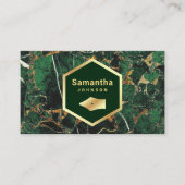 Carte De Visite Gold Emerald Green Marble Pen Nib Professionnel (Devant)