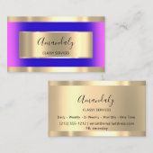 Carte De Visite Gold encadré professionnel Black Ocean bleu rose (Devant / Derrière)