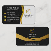 Carte De Visite Gold et Black Real Estate (Devant / Derrière)