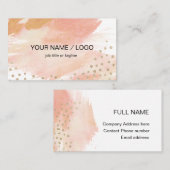 Carte de visite Gold et Blush Watercolor (Devant / Derrière)
