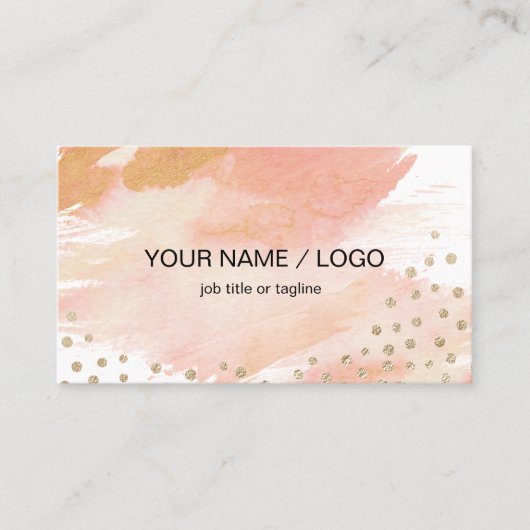 Carte de visite Gold et Blush Watercolor (Devant)