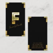 Carte de visite Gold F initial et bordures (Devant / Derrière)