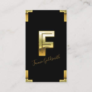 Carte de visite Gold F initial et bordures