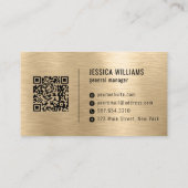 Carte De Visite Gold Faux Brushed Metal Professional QR Code (Dos)