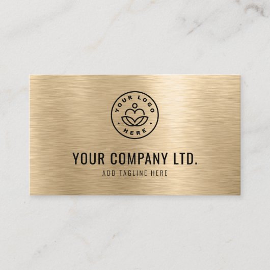 Carte De Visite Gold Faux Brushed Metal Professional QR Code (Devant)