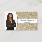 Carte De Visite Gold Faux Glitter Custom Professional Head Shot (Devant)