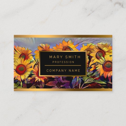 Carte De Visite Gold Field Of Sunflowers Élégante Collection (Devant)