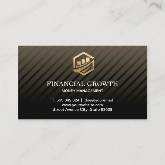 Carte De Visite Gold Financial Icon Professional Black Modern (Devant)