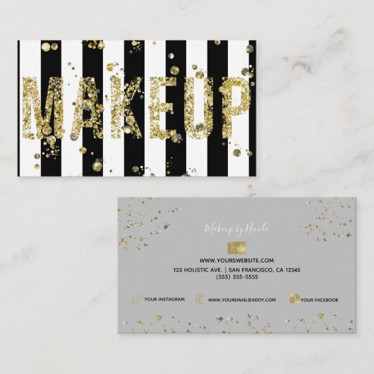 Carte De Visite Gold Flakes Parties scintillant Glam Minimal Beaut (Devant / Derrière)