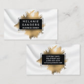 Carte De Visite Gold Foil Artistique | Draperie blanche (Devant / Derrière)