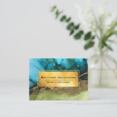 Carte De Visite Gold Foil Black Turquoise Green Ethereal Custom Bu (Debout devant)