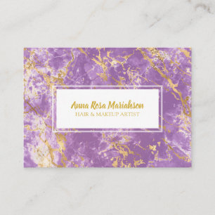Carte De Visite *~* Gold Foil Chic Purple Marble Populaire Glam Lu