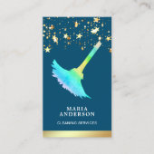 Carte De Visite Gold Foil Confetti Blue Duster Cleaning Service (Devant)