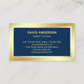 Carte De Visite Gold Foil Confetti Élégant professeur de musique C (Dos)