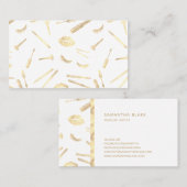 Carte De Visite GOLD FOIL maquillage artiste lashes lèvres rouge à (Devant / Derrière)