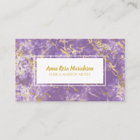 Carte De Visite *~* Gold Foil Marbre pourpre Populaire Glam Luxe C (Devant)