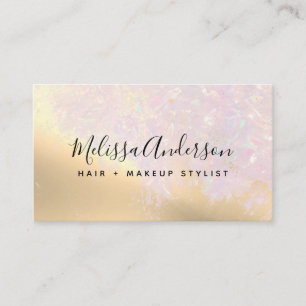 Carte De Visite Gold Foil Pink Iridescente Calligraphie