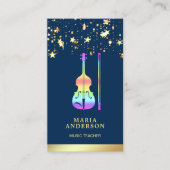 Carte De Visite Gold Foil Rainbow Violon de musique enseignant vio (Devant)