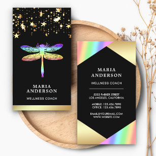 Carte De Visite Gold Foil Stars Confetti Rainbow Dragonfly