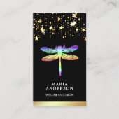 Carte De Visite Gold Foil Stars Confetti Rainbow Dragonfly (Devant)
