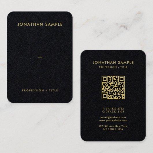 Carte De Visite Gold Font QR Code Premium Black Mighty Luxuriant (Devant / Derrière)
