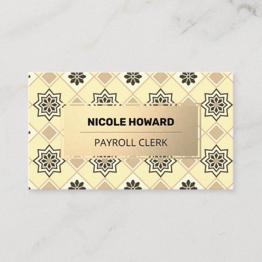 Carte De Visite Gold Frame | Gold Tile Pattern (Devant)