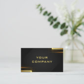 Carte De Visite Gold Frame Lights Golden Luxe Black Professional (Debout devant)