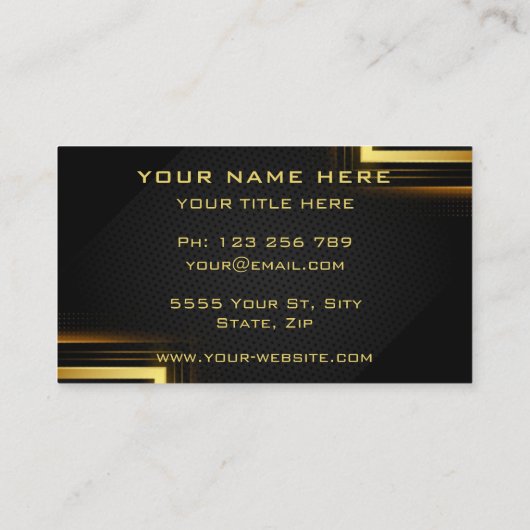 Carte De Visite Gold Frame Lights Golden Luxe Black Professional (Dos)