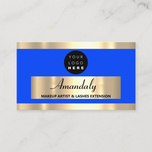 Carte De Visite Gold Frame Mode Beauté Shop Royal Blue (Devant)