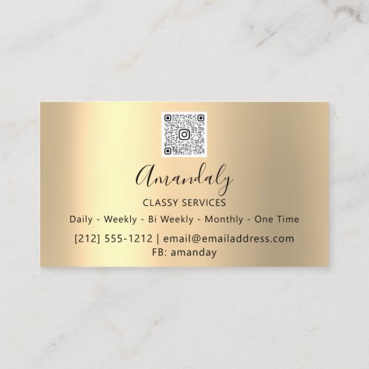 Carte De Visite Gold Frame Parties scintillant QR Code Pink Berry (Dos)