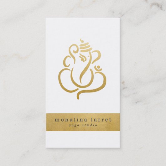 Carte De Visite Gold Ganesh Indian God Yoga Studio (Devant)
