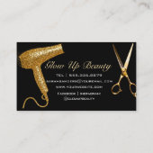 Carte De Visite Gold Glitter & Black Glam Hair Stylist  (Dos)