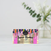 Carte De Visite Gold Glitter Confetti Holograph Pink Drip Sweets (Debout devant)