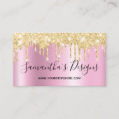Carte De Visite Gold Glitter Drips Pink Shimmer Online Store (Devant)