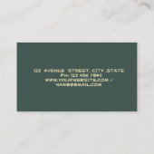 Carte De Visite Gold Glitter Feather Stripe Notary Sage Green (Dos)