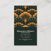 Carte De Visite Gold Green Elegant Art Déco Professionnel (Dos)
