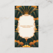 Carte De Visite Gold Green Elegant Art Déco Professionnel (Devant)