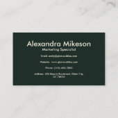 Carte De Visite Gold Green Elegant Art Déco Professionnel (Dos)