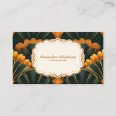 Carte De Visite Gold Green Elegant Art Déco Professionnel (Devant)