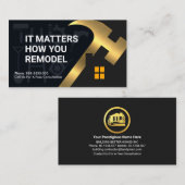 Carte De Visite Gold Hammer Home Silhouette Entrepreneur (Devant / Derrière)