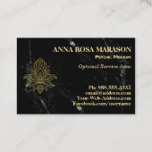 Carte De Visite ~ Gold Hamsa Blanc Marbre Noir Sacré Abstrait (Dos)