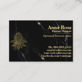 Carte De Visite ~ Gold Hamsa Blanc Noir Marbre Abstrait Sacré (Dos)