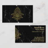 Carte De Visite *~* Gold Hamsa Marbre Noir Blanc Sacré (Devant / Derrière)